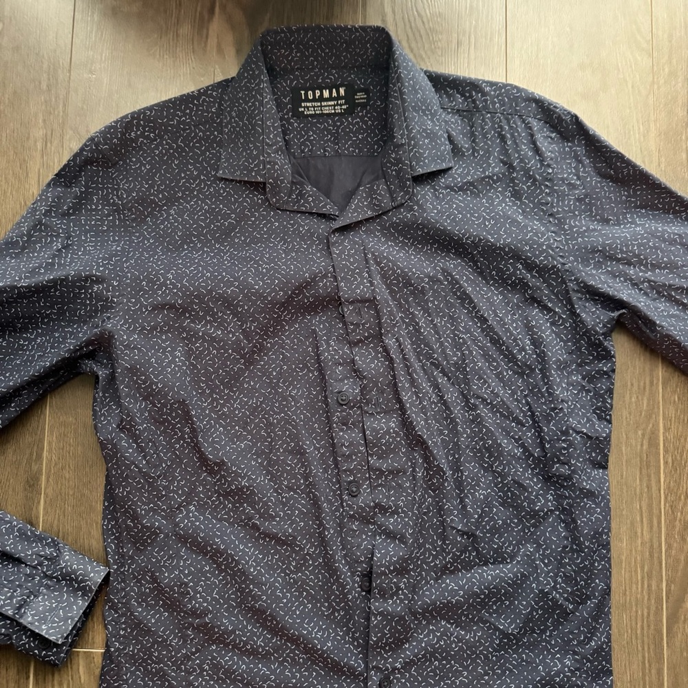 Topman Blue Casual Button Down Shirt